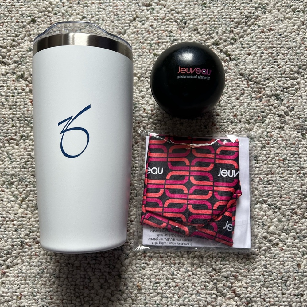 ZO Skin Health Tumbler, Jeuveau Stress Ball,  & Headband